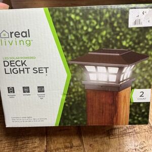 2-pack Real Living Solar Power LED Post Deck Cap Light Outdoor 15x Brighter
